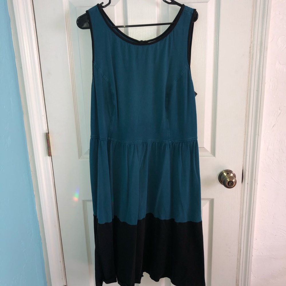 3X eShakti Teal Cotton Dress
